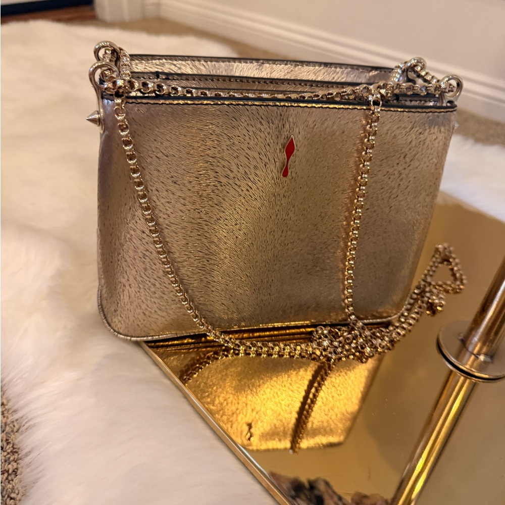 Christian Louboutin Gold Studded Crossbody Bag - Picture 3 of 3